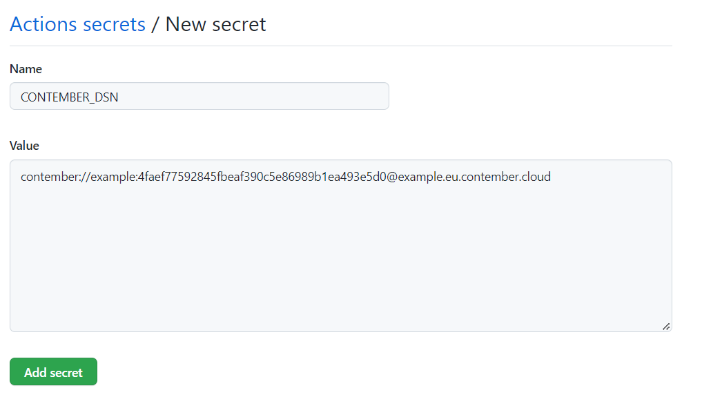 GitHub actions create secret screen